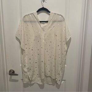 Boutique Adrienne cream silver star tunic top size large